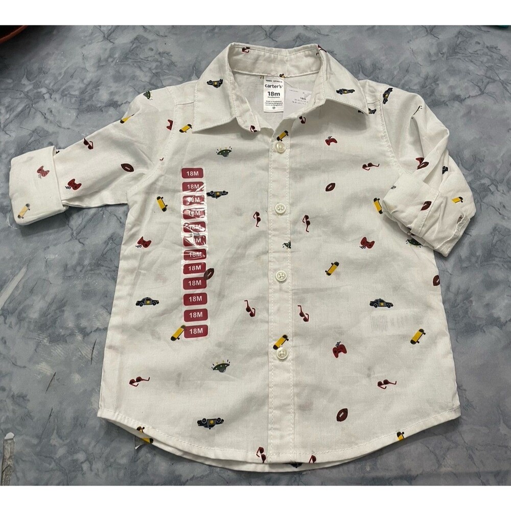 NEW! NWT Carter’s Button Up Little Boy Toddler Shirt, Size 18 months
